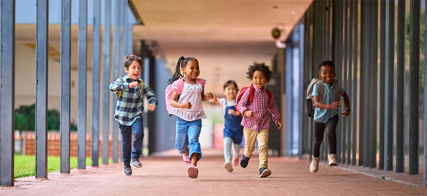 kids running to school